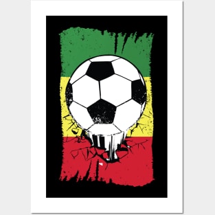 Vintage Senegal Flag with Football // Grunge Senegal Soccer Posters and Art